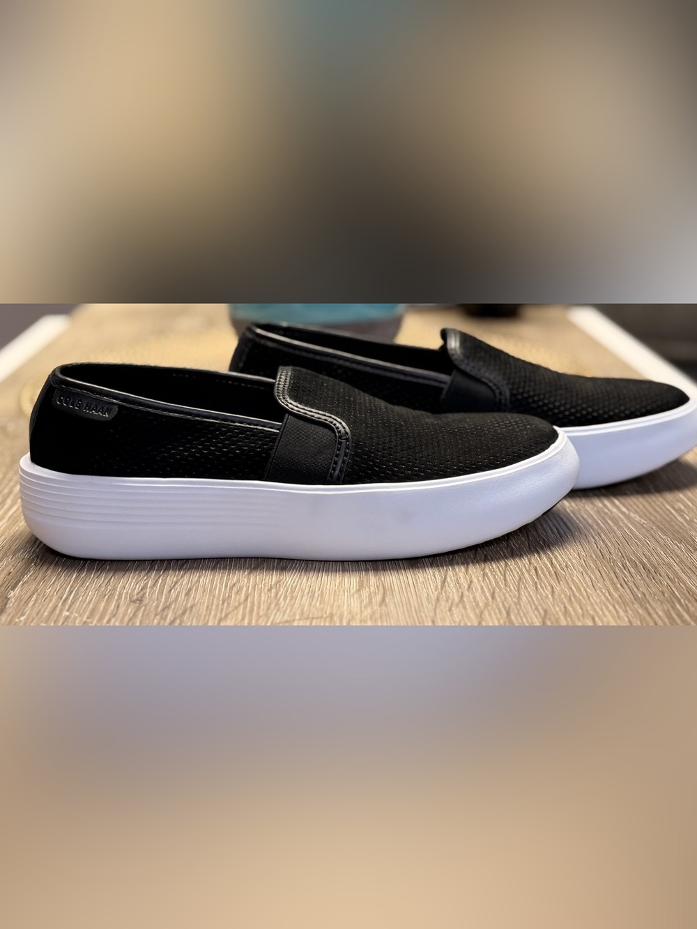 Cole Haan Grand Crosscourt Slip On Sneakers Black Perforated NIB No Box Size 5.5 - Picture 4 of 11